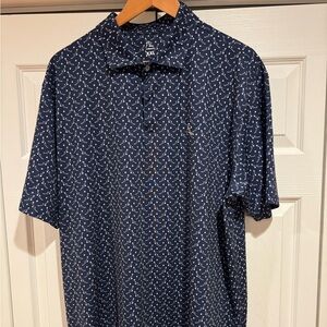 Rhoback Navy and White Patterned Polo Shirt